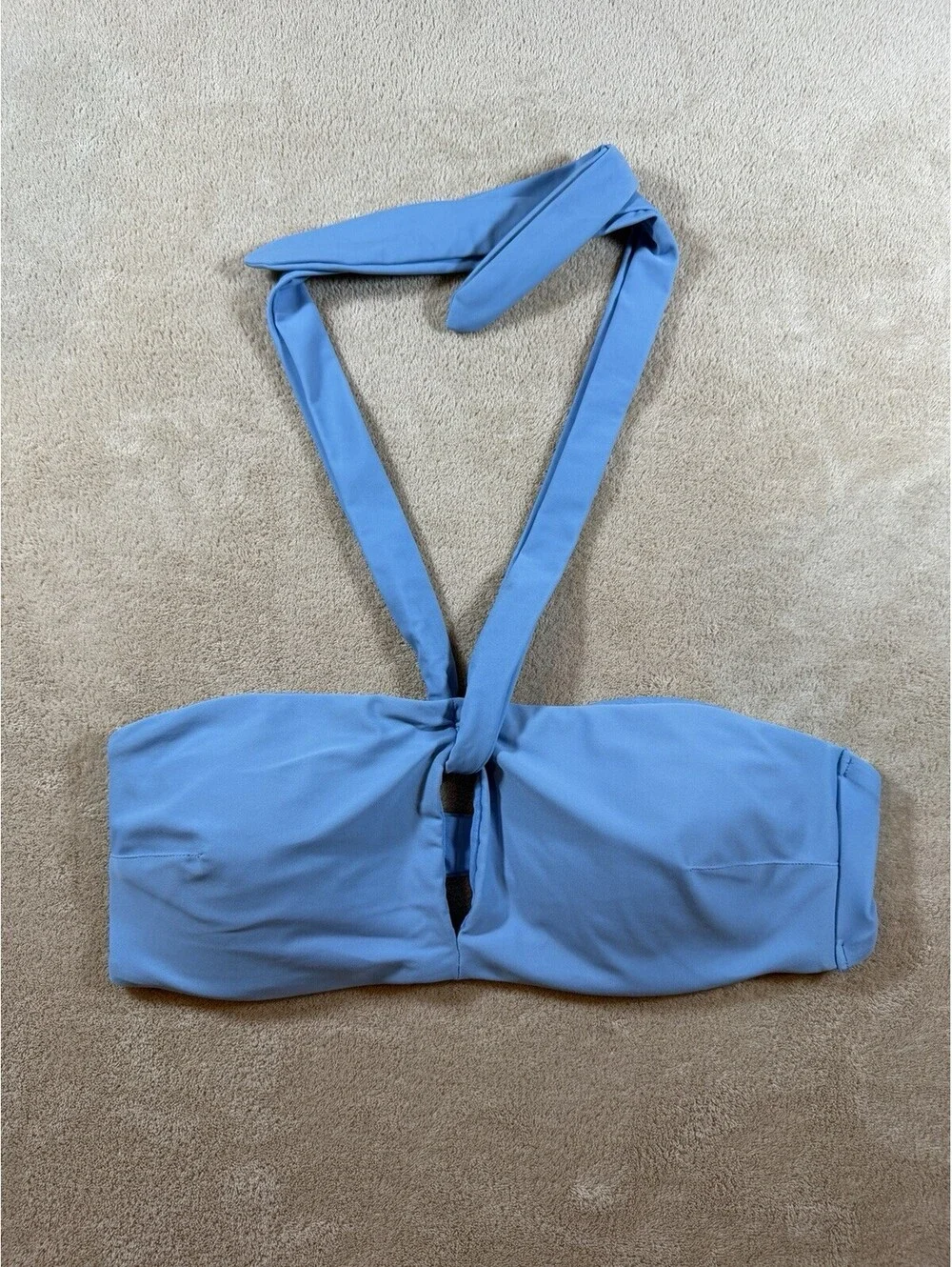 Aerie Large Blue Bandeau Bikini Top Halter Keyhole Strappy Swim